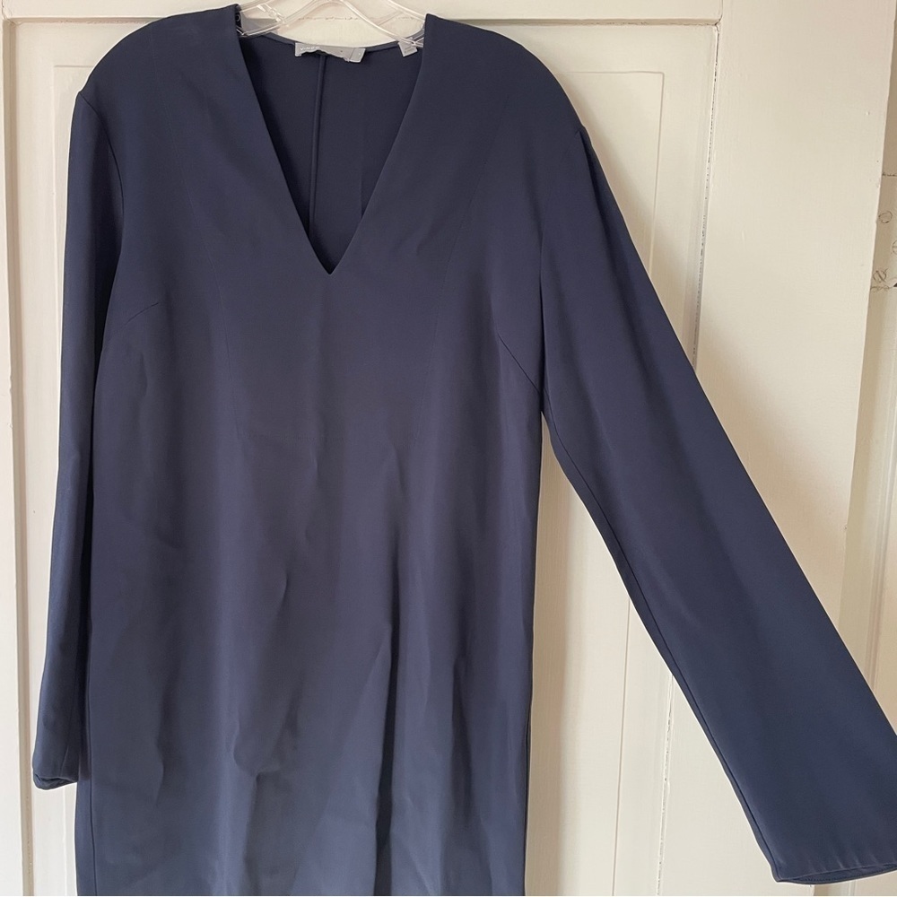 Vince Blue V Neck Long Sleeve Popover Tunic Dress - Picture 6 of 13